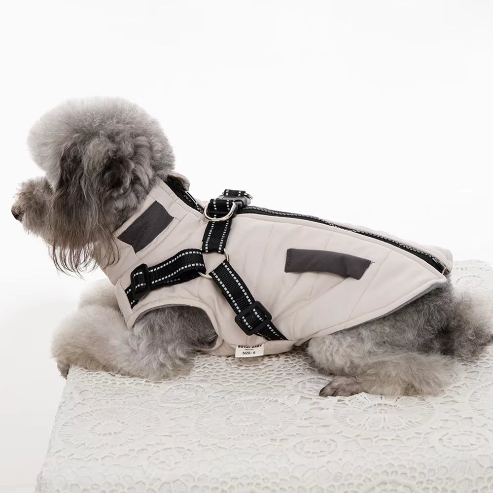 Dog Coats Wind Breaker with Dual D Leash Vest Dog Jacket Warm Dog Hoodie Warm Dog Clothes