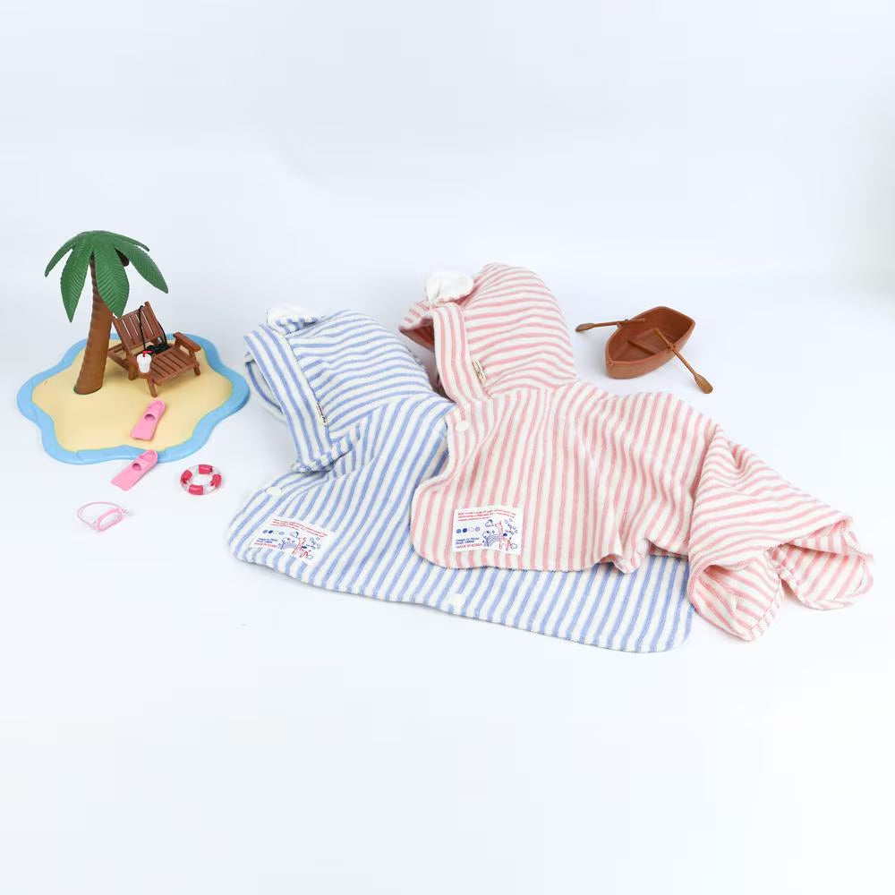 Pink and blue striped dog robes