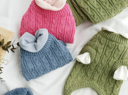 Cable-knit sweaters styled with separate collared shirts